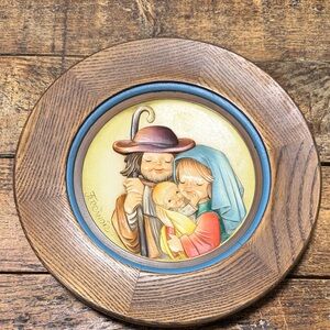 Vintage ANRI 1982 Wooden Plaque with Nativity Scene